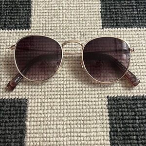 American Eagle Gold Colored Wired Round Sunglasses